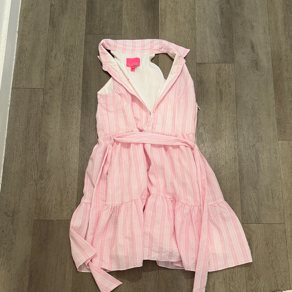 Lilly Pulitzer Pink Striped Sleeveless Belted Dress